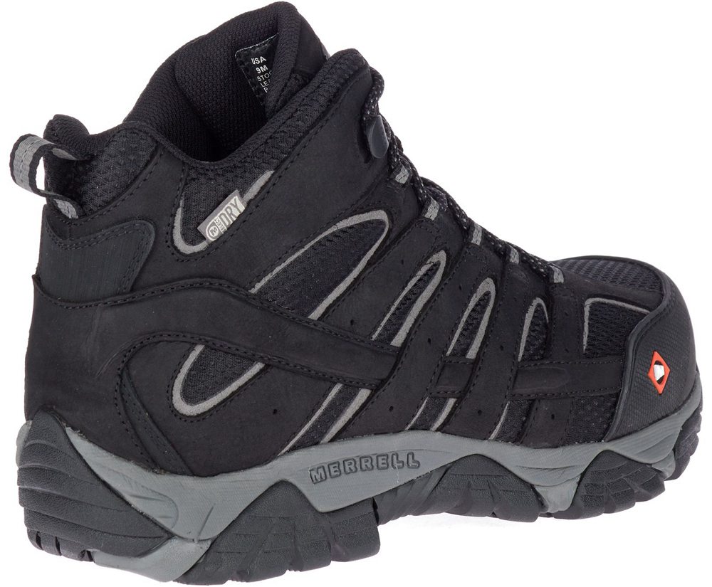 Merrell Boots Black - Moab Vertex Mid Waterproof Comp Toe Wide Width - Mens 64IHDSFJG
